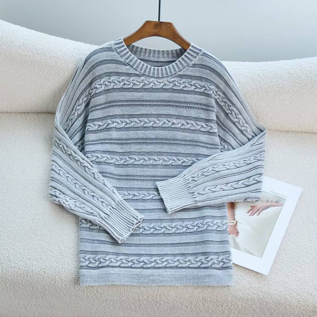 Damen Strickpullover mit detailiertem Zopfmuster und lässigem Schnitt WW