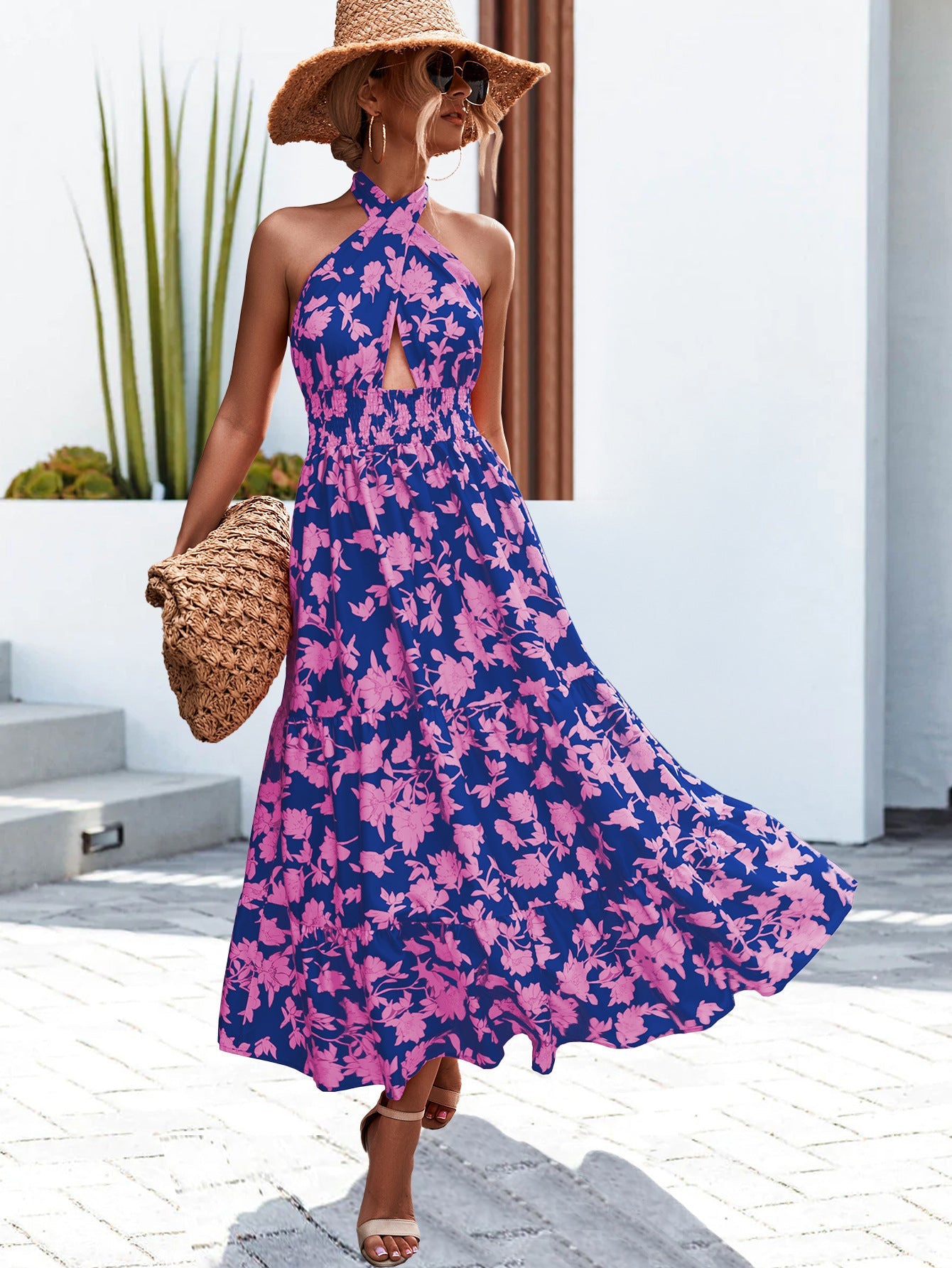 Damen Maxikleid mit tiefem Ausschnitt und eleganter Cut-Out-Detail WW