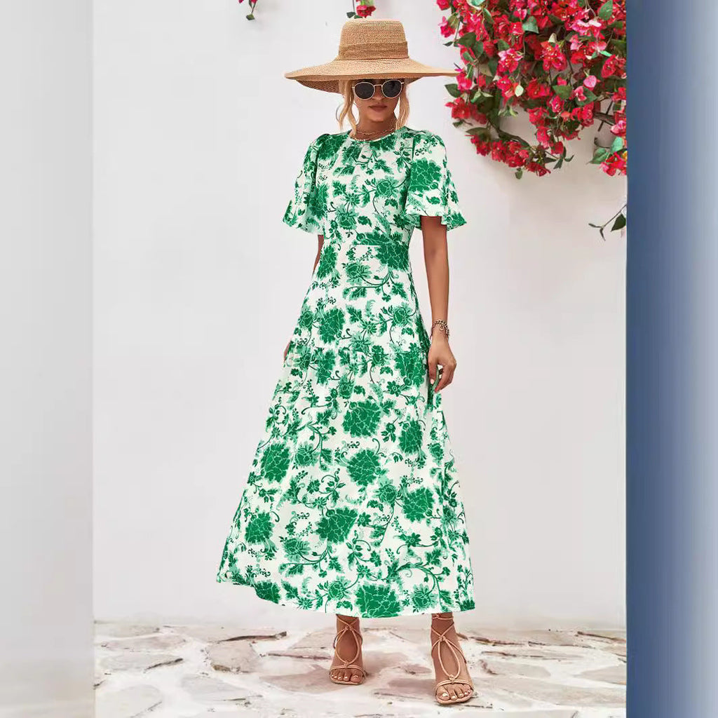 Damen Maxikleid mit verspieltem Blumenmuster und Rüschendetails WW