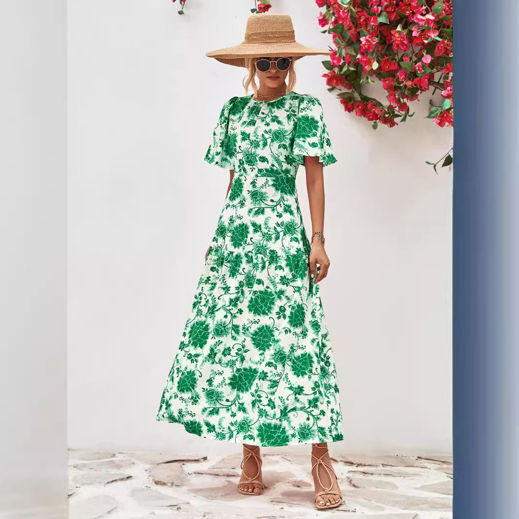 Damen Maxikleid mit verspieltem Blumenmuster und Rüschendetails WW