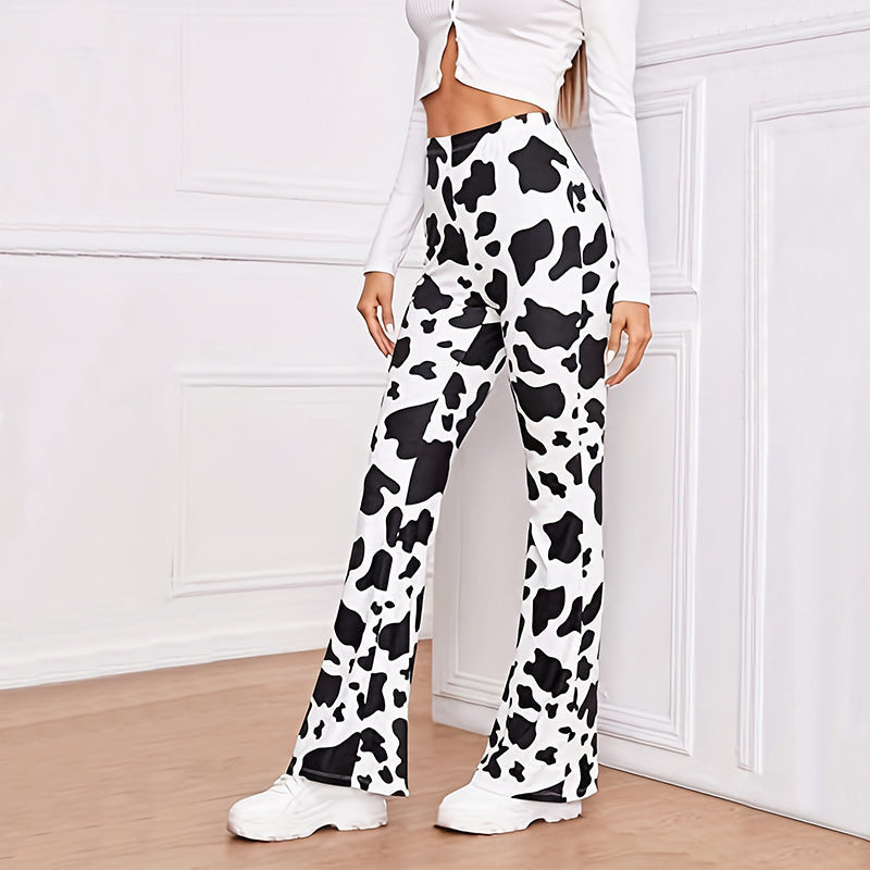 Damen Flared-Leggings mit tierischem Muster WW