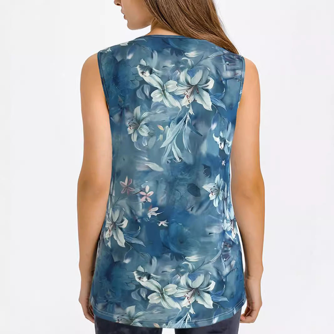 Damen Ärmelloses Blusenshirt mit floralem Print und atmungsaktivem Material WW