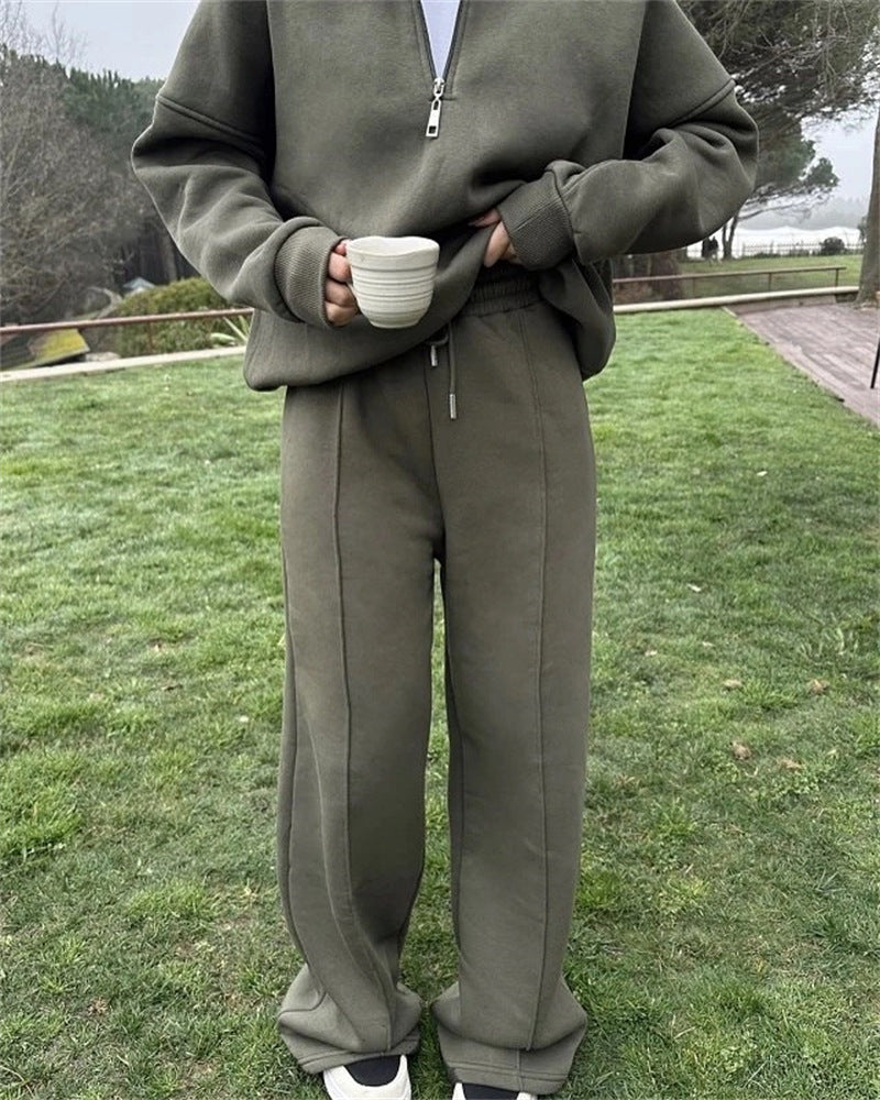 Damen komfortabler Fleece-Pullover mit modernem Stehkragen und entspannter Passform WW