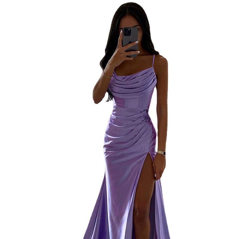 Damen Maxikleid mit schickem Seitenschnitt und eleganter Drapierung WW