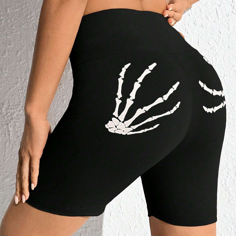 Damen Sportliche Radlerhose mit auffälligem Skelett-Print WW