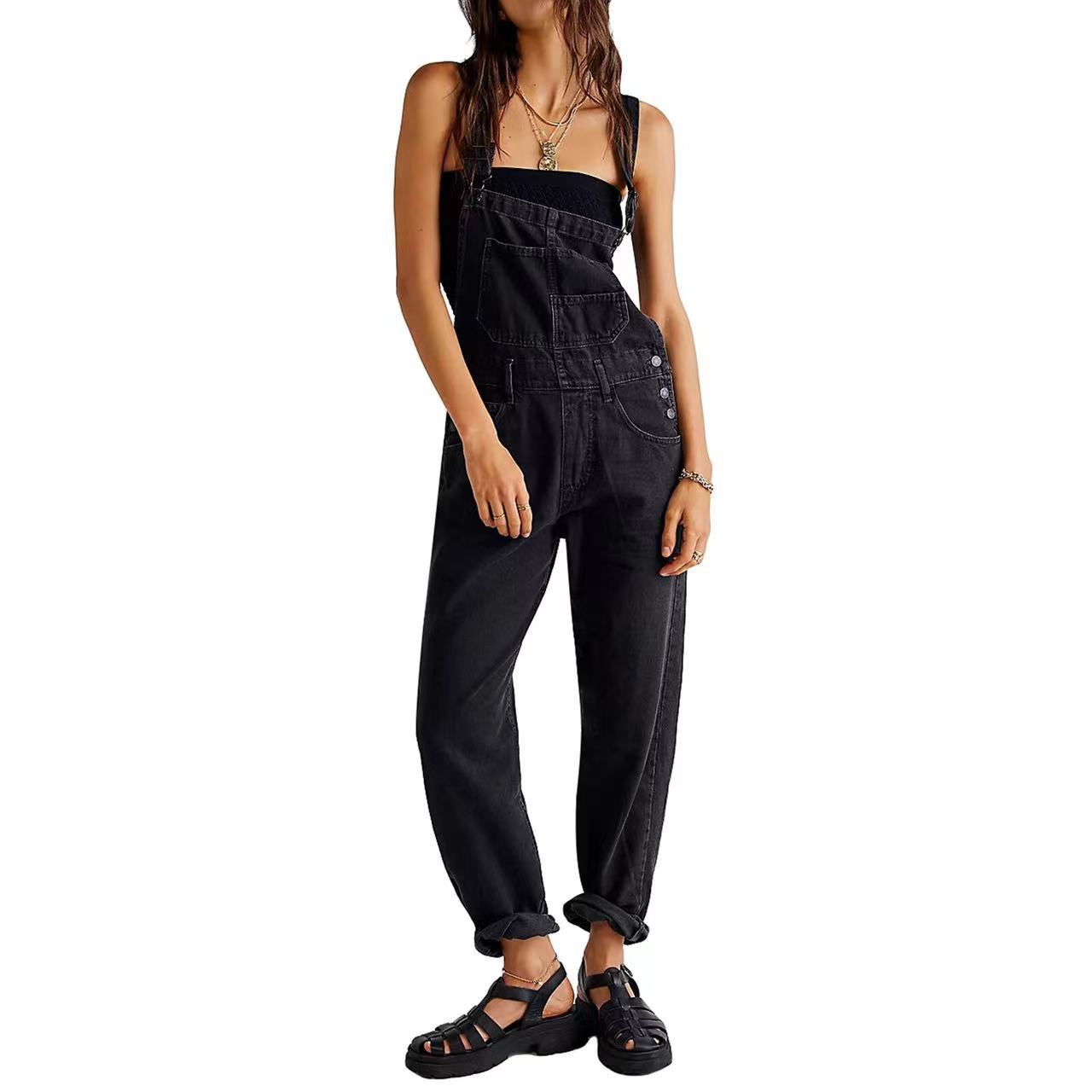 Damen Lässige Latzhose aus hochwertigem Baumwollgemisch WW