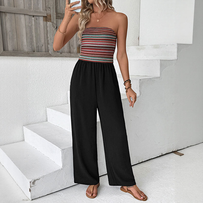 Damen Oberteillose Jumpsuit mit weitem Bein und praktischen Taschen WW