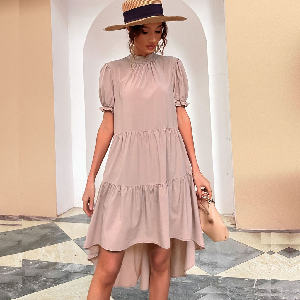 Damen Hemdblusenkleid mit lässigem Volant und Puffärmeln WW