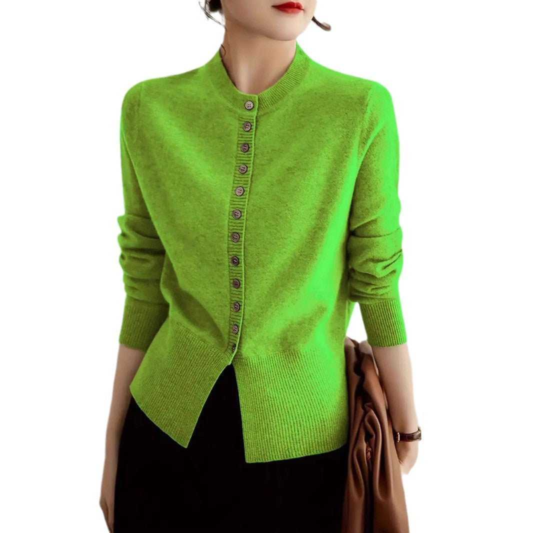 Damen modische Strickjacke mit Knopfleiste und Rippstrickdetails WW