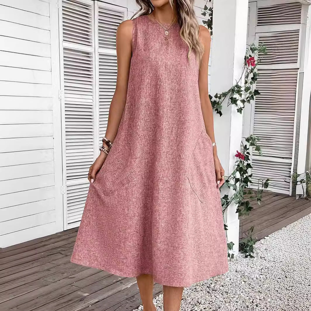 Damen lässiges Sommerkleid mit Taschen und bequemem Schnitt WW