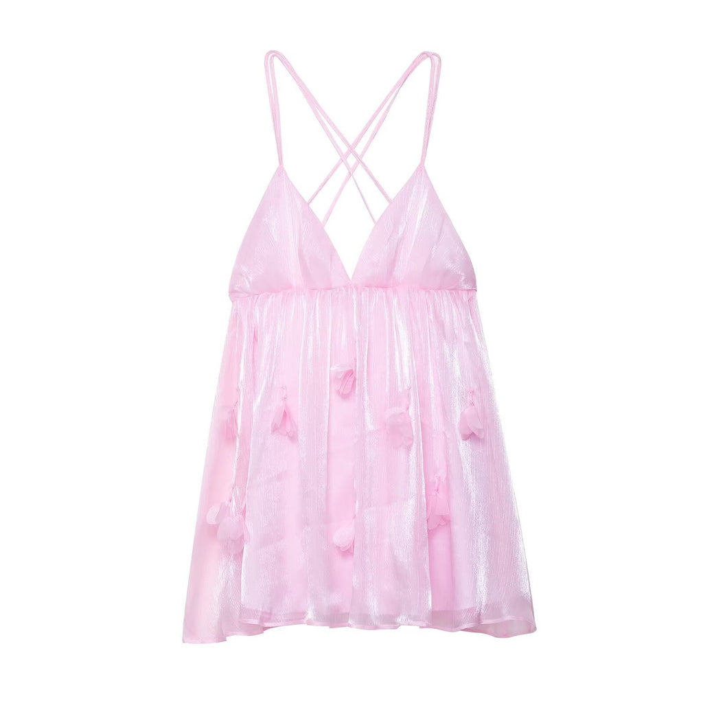 Damen Abendkleid mit Cross-Back-Detail und floralen Applikationen WW