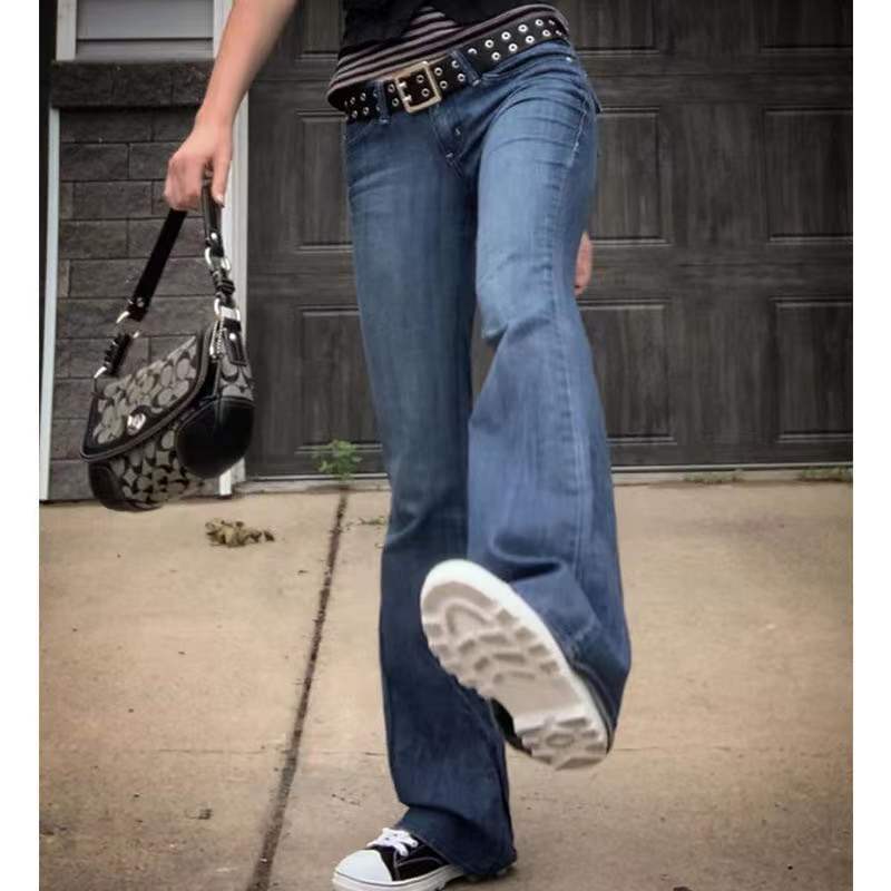 Damen lässige Flared Jeans im Retro-Stil mit hohem Bund WW