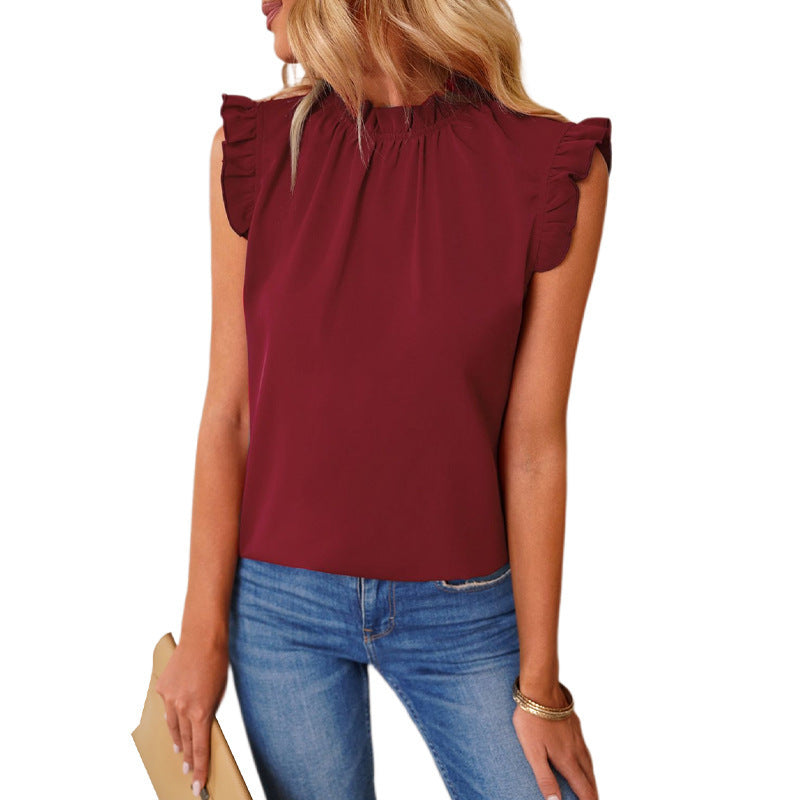Damen elegante Bluse mit Rüschendetails WW