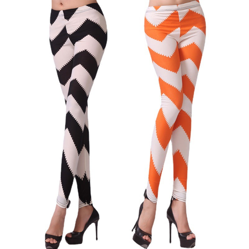 Damen Leggings mit floralem Design und hohem Bund WW