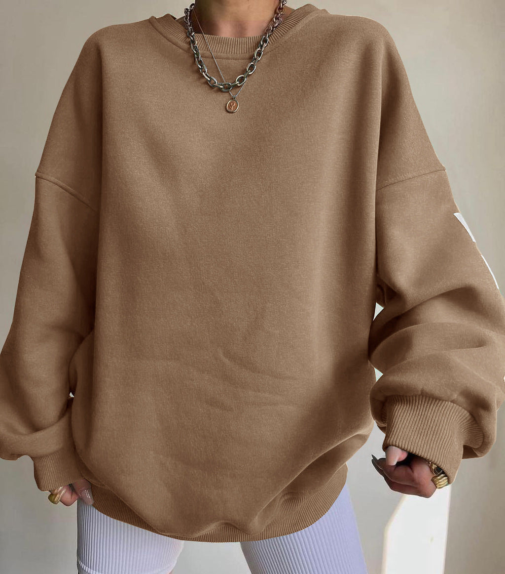 Damen Oversize Sweatshirt mit modischen Schriftzügen WW