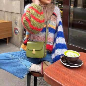 Damen Gemusterter Strickpullover mit Lockeren Ärmeln WW