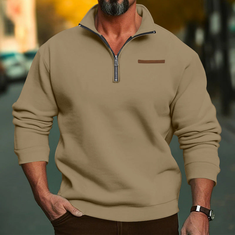 Herren sportlicher Pullover mit halbem Reißverschluss und hochwertigem Stoff WW