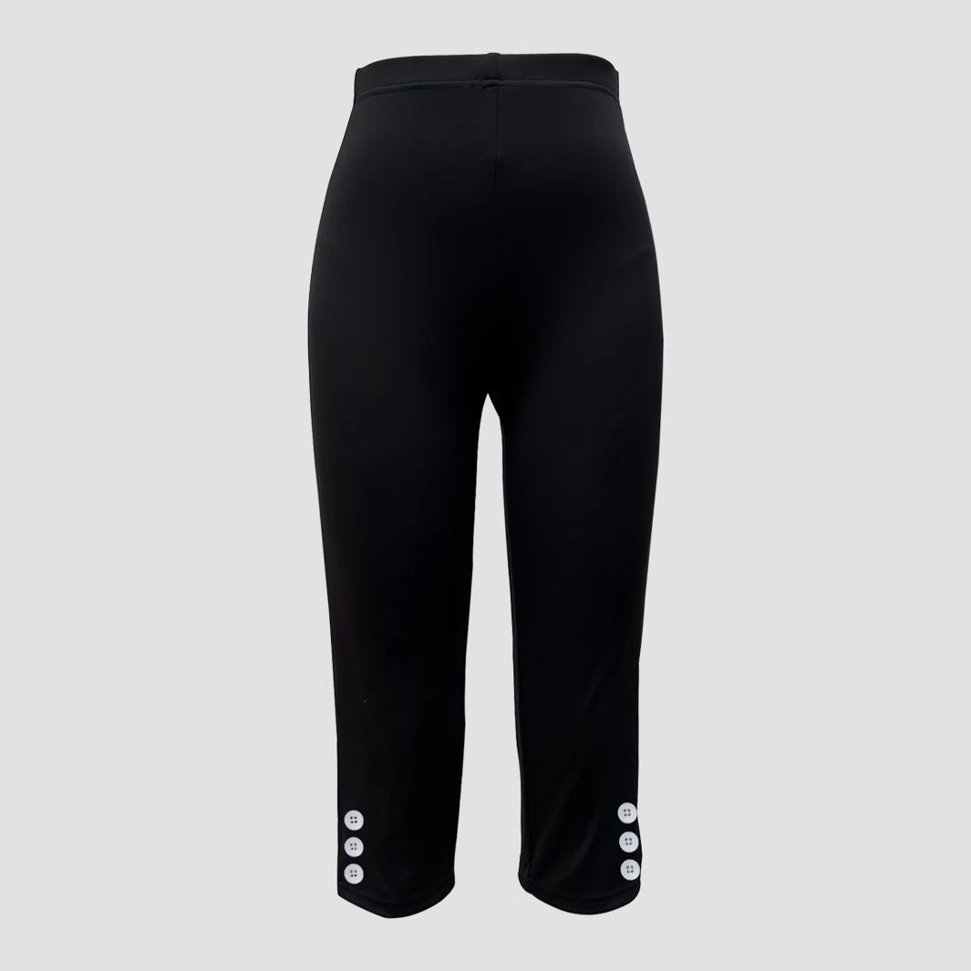 Damen Capri-Hose mit modischen Knopfdetails WW