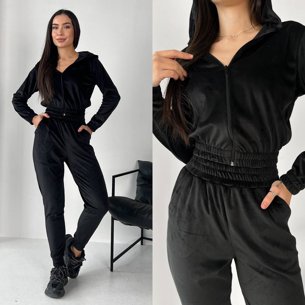 Damen Sportliches Fleece-Loungewear-Set mit Kapuze und tailliertem Schnitt WW