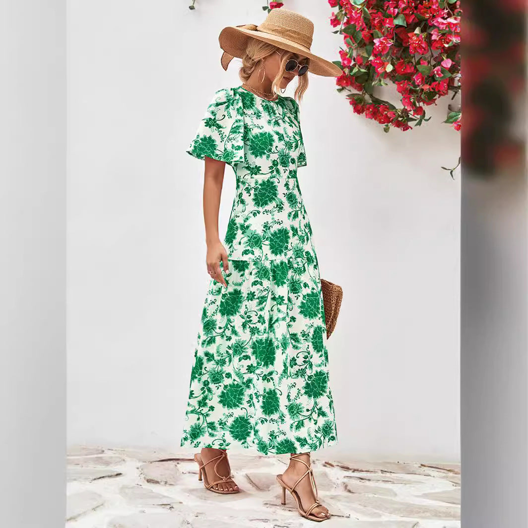 Damen Maxikleid mit verspieltem Blumenmuster und Rüschendetails WW