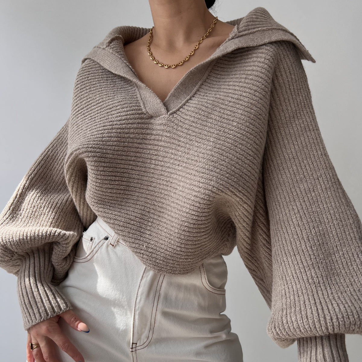 Damen Modischer Strickpullover mit oversized Schnitt WW