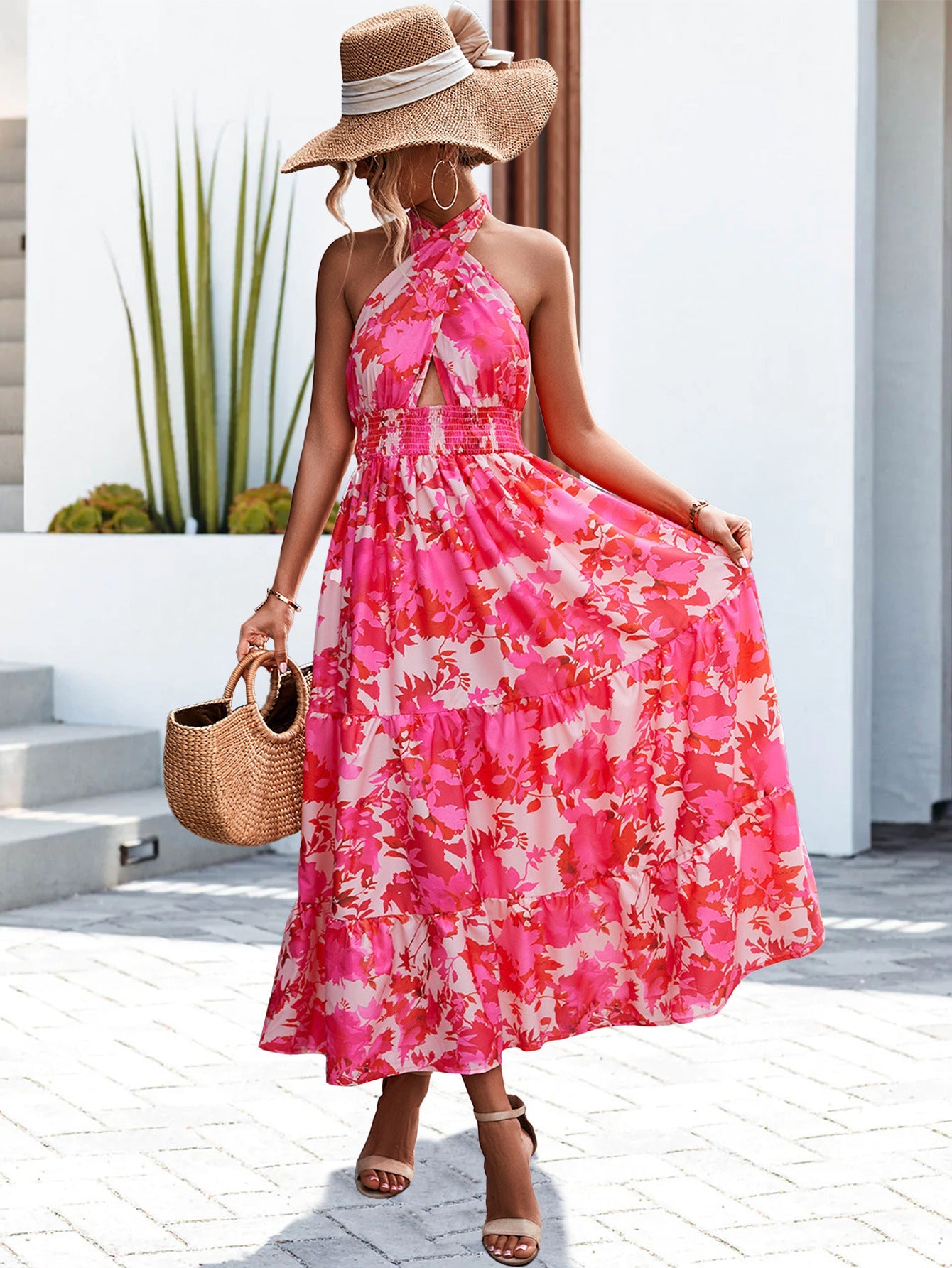 Damen Maxikleid mit tiefem Ausschnitt und eleganter Cut-Out-Detail WW