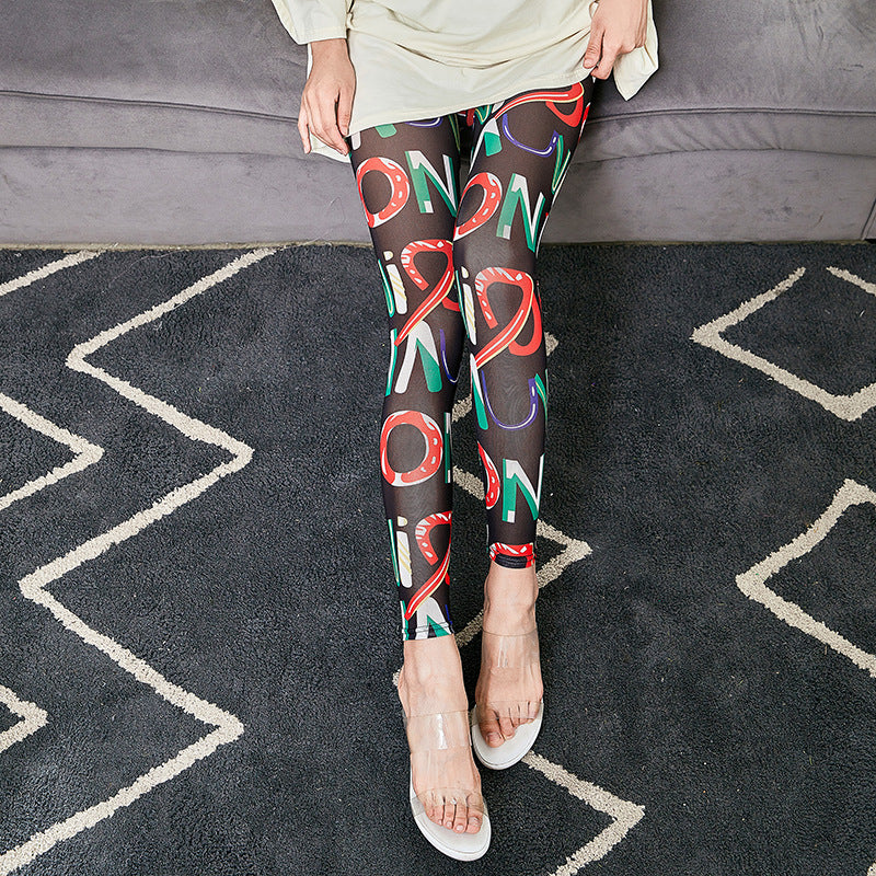 Damen Leggings mit modischem Schriftzug WW