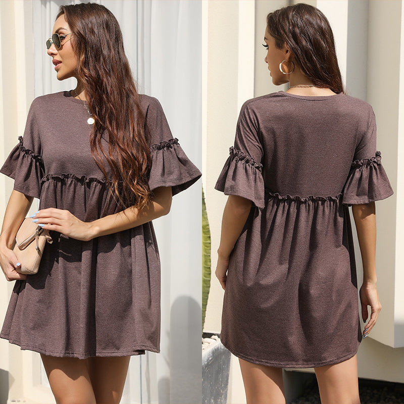 Damen lässiges Kleid mit Rüschendetails und geradem Schnitt WW