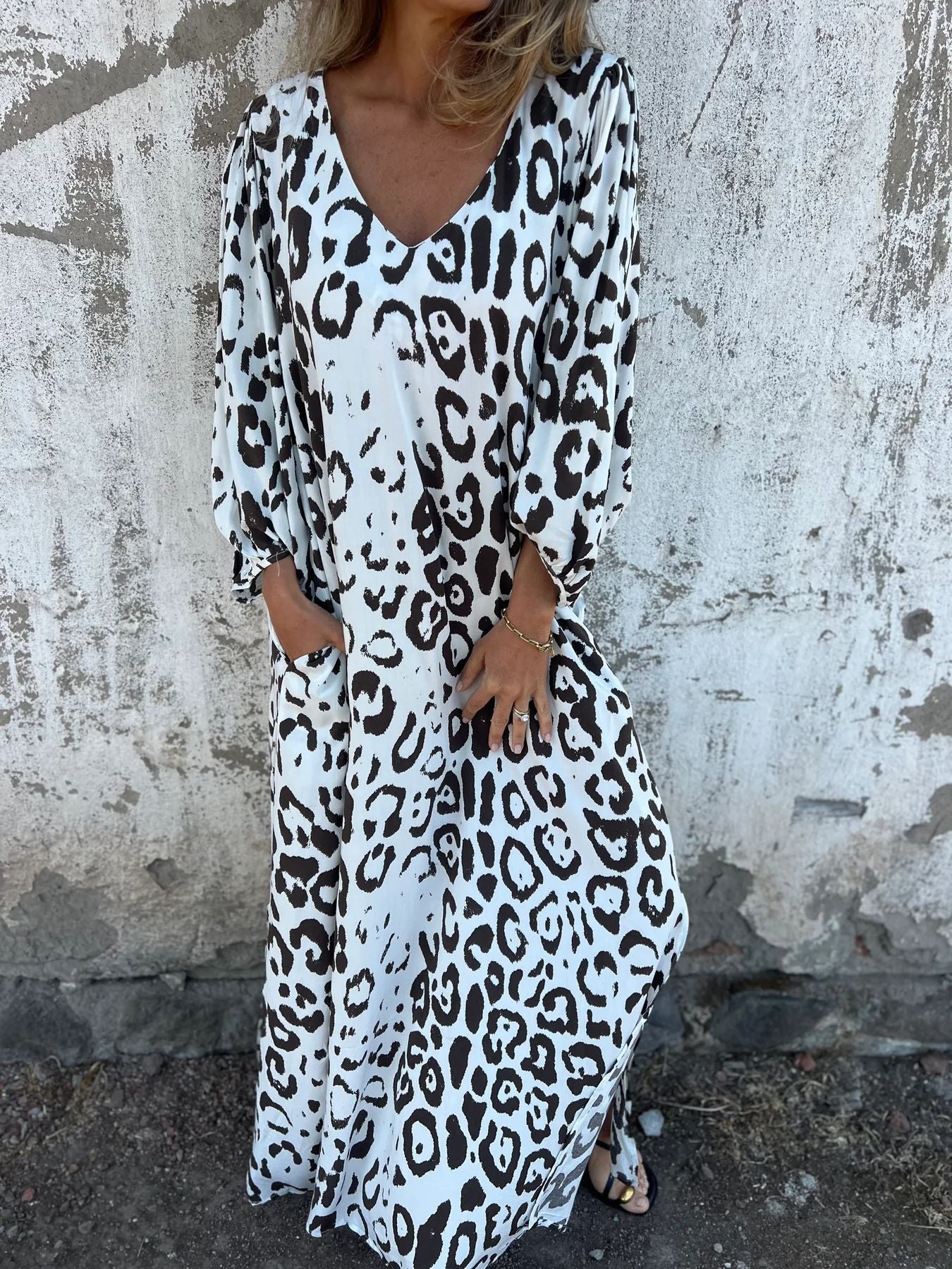 Damen Maxikleid im stilvollen Leopardenmuster WW