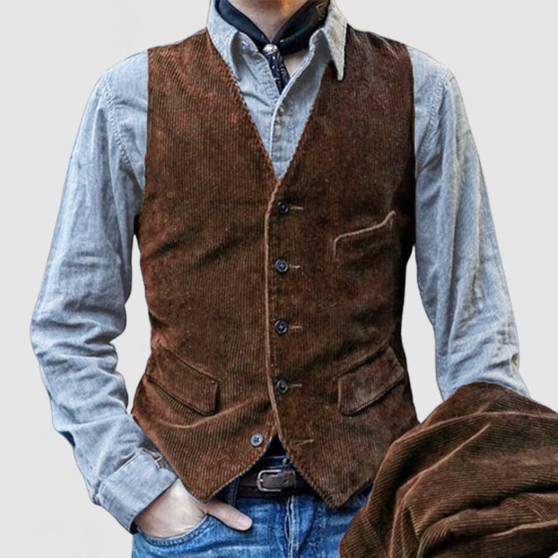 Herren Cordweste mit eleganten Details und funktionalen Taschen WW