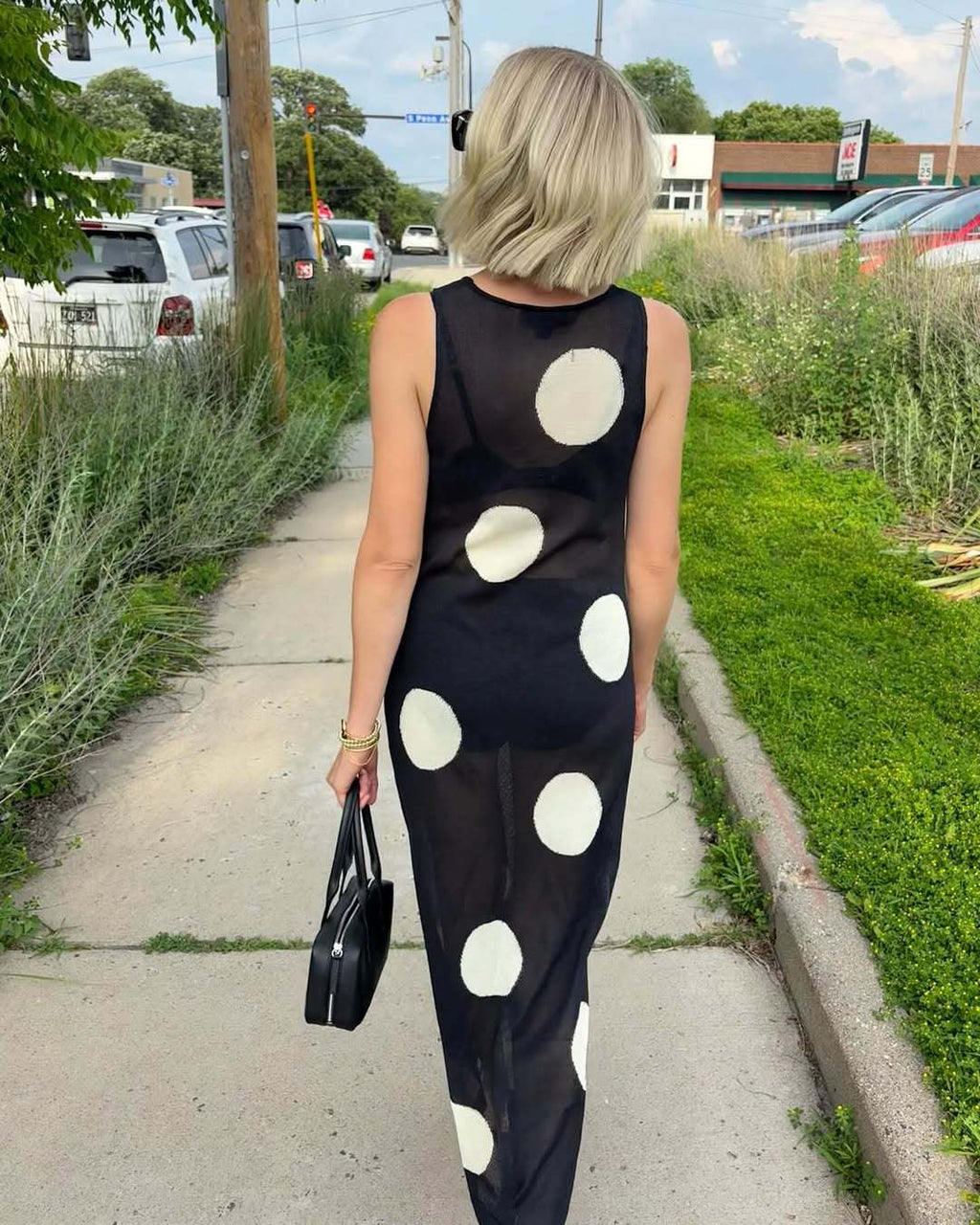 Damen luftiges Maxikleid mit Punkte-Design WW