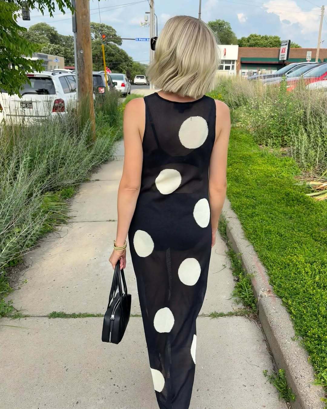 Damen luftiges Maxikleid mit Punkte-Design WW