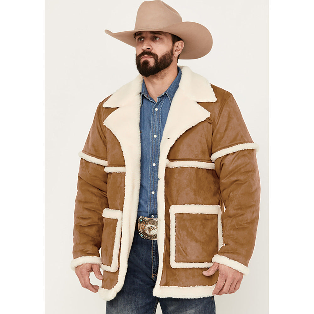 Herren Lammfelljacke mit vollem Kunstfellfutter und praktischen Taschen WW