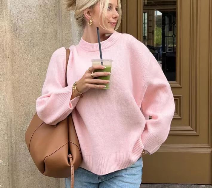 Damen lässiger Oversized Pullover aus hochwertiger Baumwolle WW