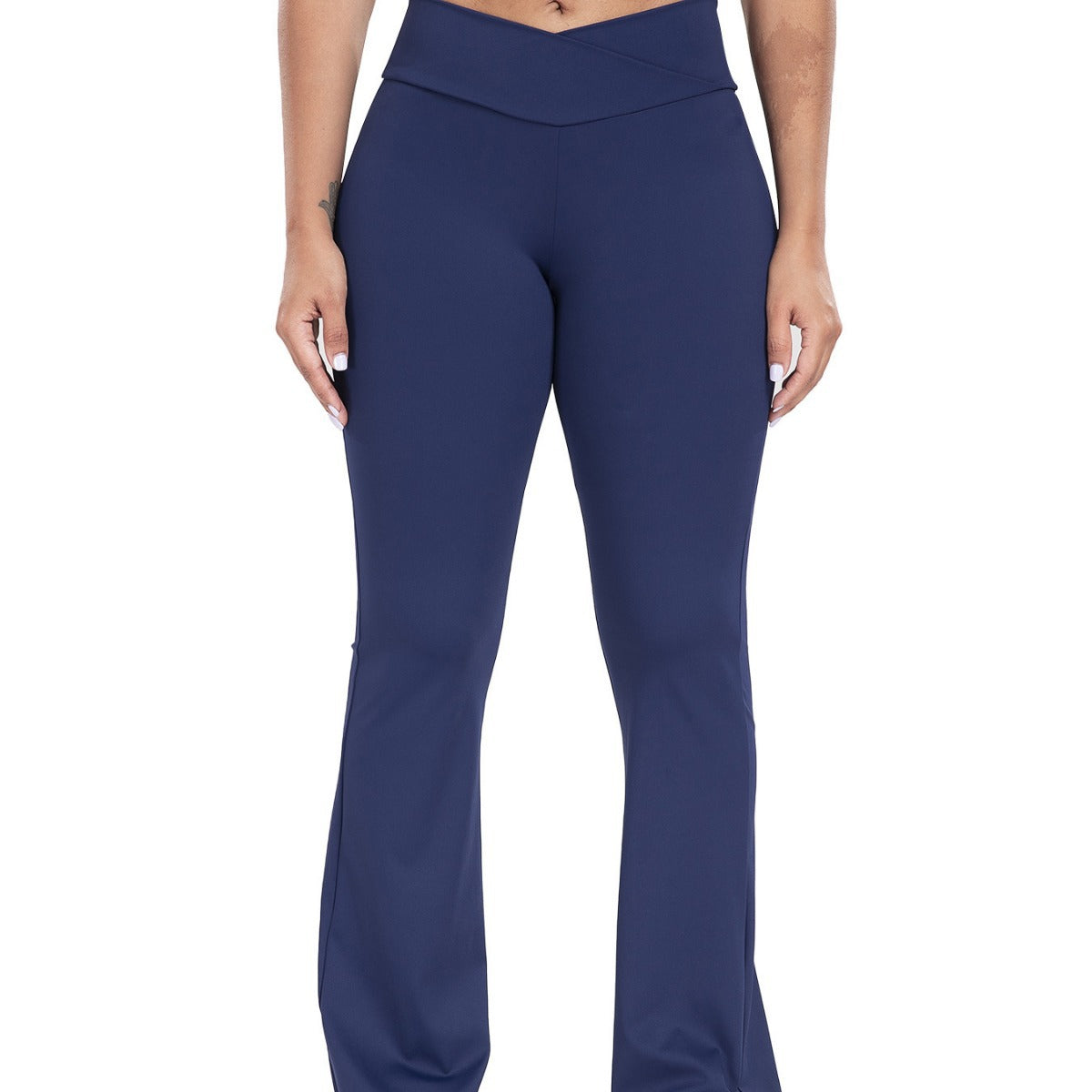 Damen Sportliche Flared Leggings mit hohem Bund und innovativen Nähten WW