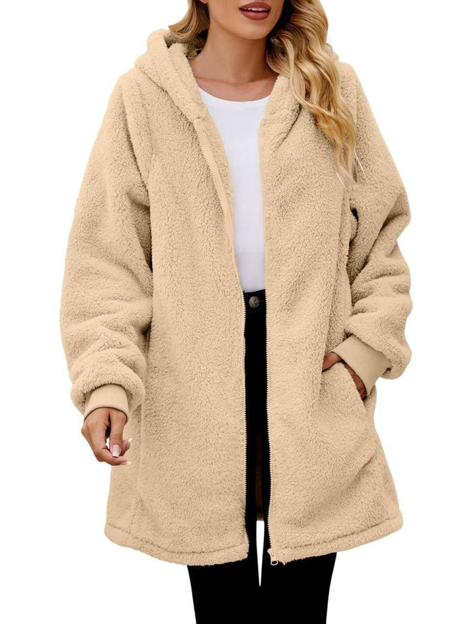 Damen Kuschelige Fleece-Jacke im Oversized-Stil WW