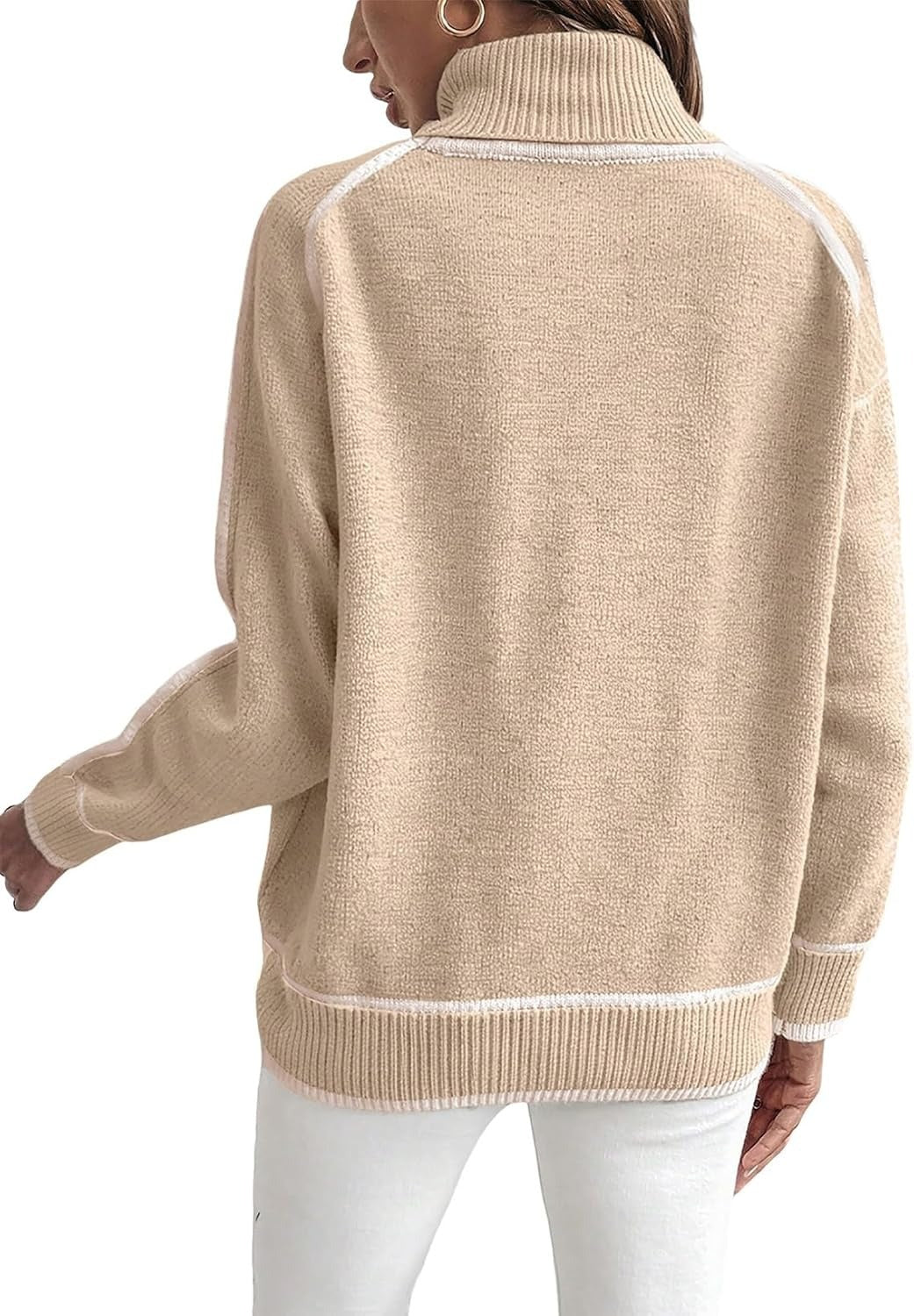 Damen Übergroße Strickpullover mit Stehkragen WW