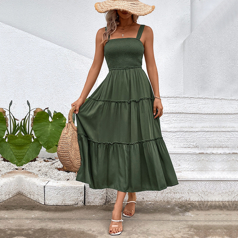 Damen Maxikleid mit Rüschensaum und elastischem Oberteil WW