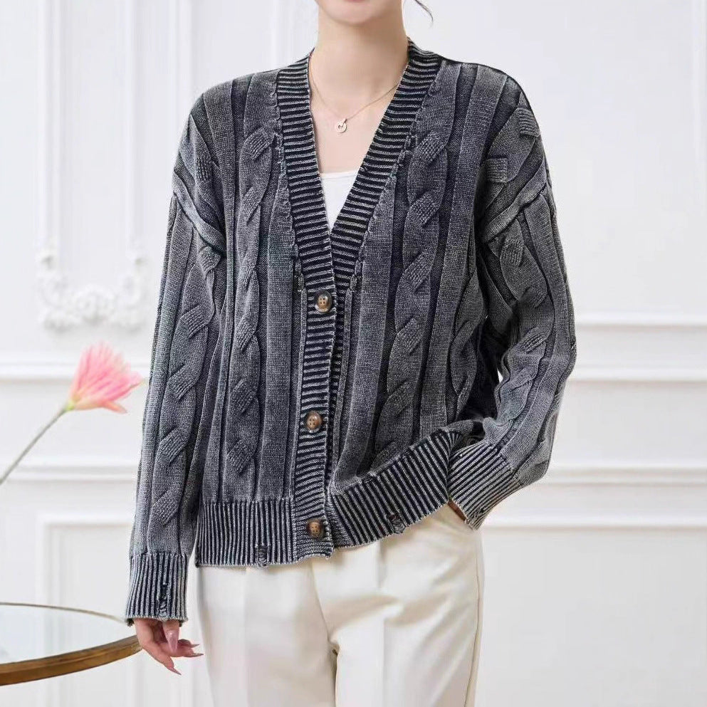 Damen offene Strickjacke mit Zopfmuster und zeitlosem Design WW