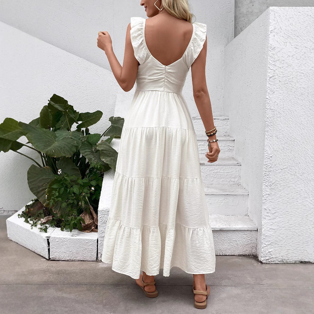 Damen Maxikleid mit raffinierten Rüschendetails und fließendem Schnitt WW