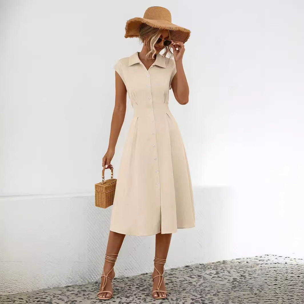 Damen Hemdblusenkleid mit schickem Kragen und tailliertem Design WW