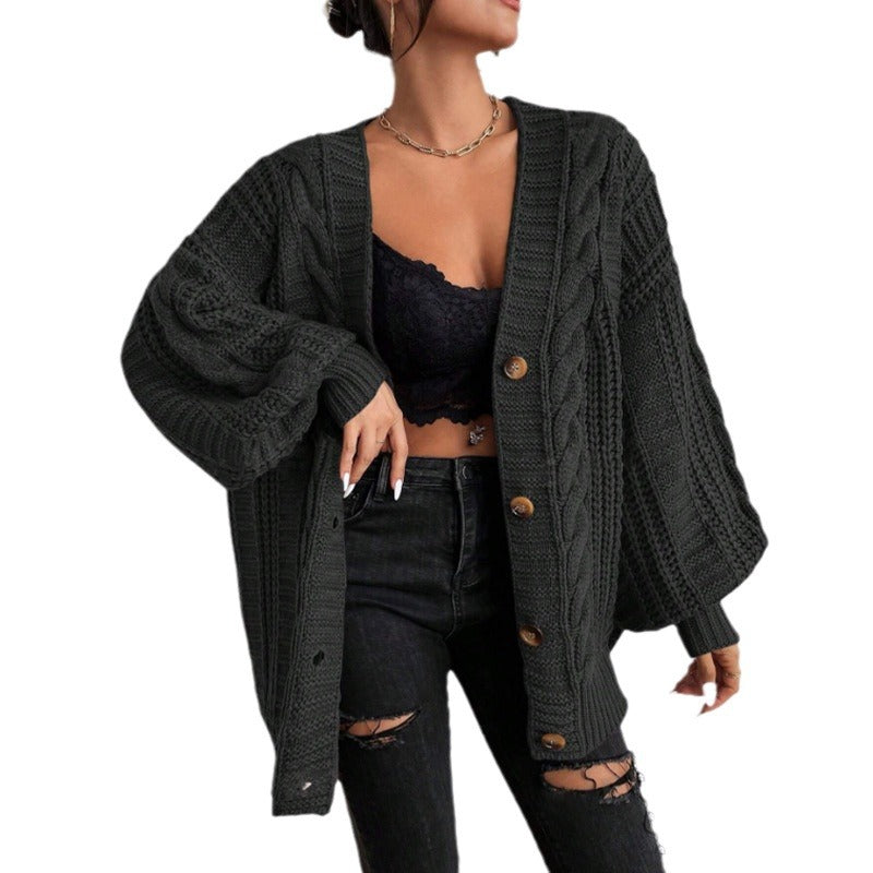 Damen Strickjacke mit oversized Passform und Zopfmuster WW