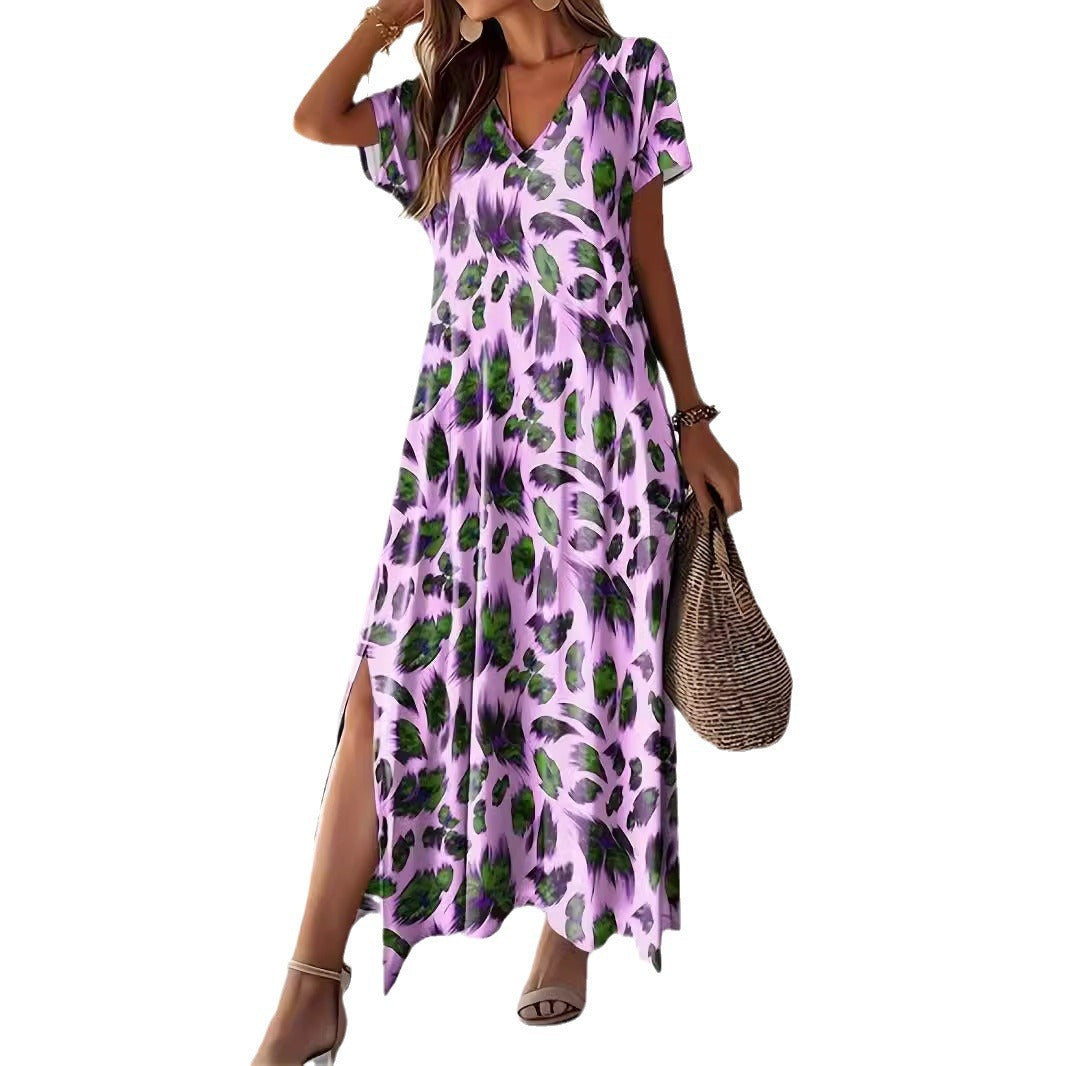 Damen Maxikleid mit elegantem V-Ausschnitt und seitlichen Schlitzen WW