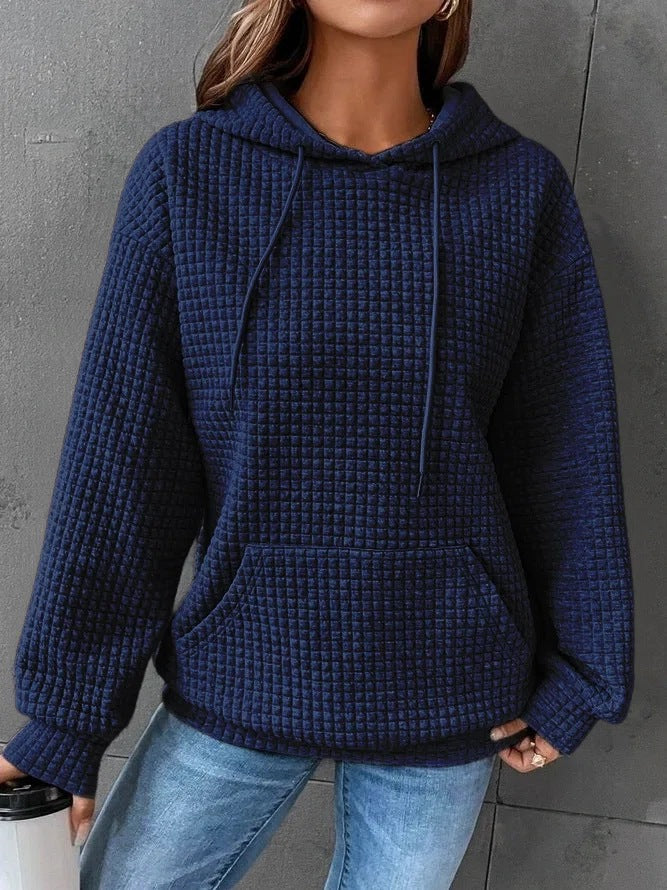 Damen Texturiertes Waffle Strick Hoodie WW