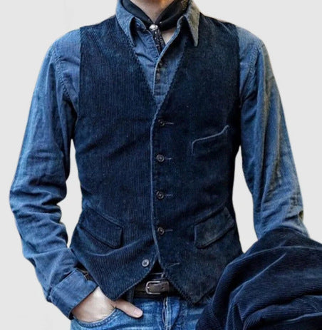 Herren Cordweste mit eleganten Details und funktionalen Taschen WW