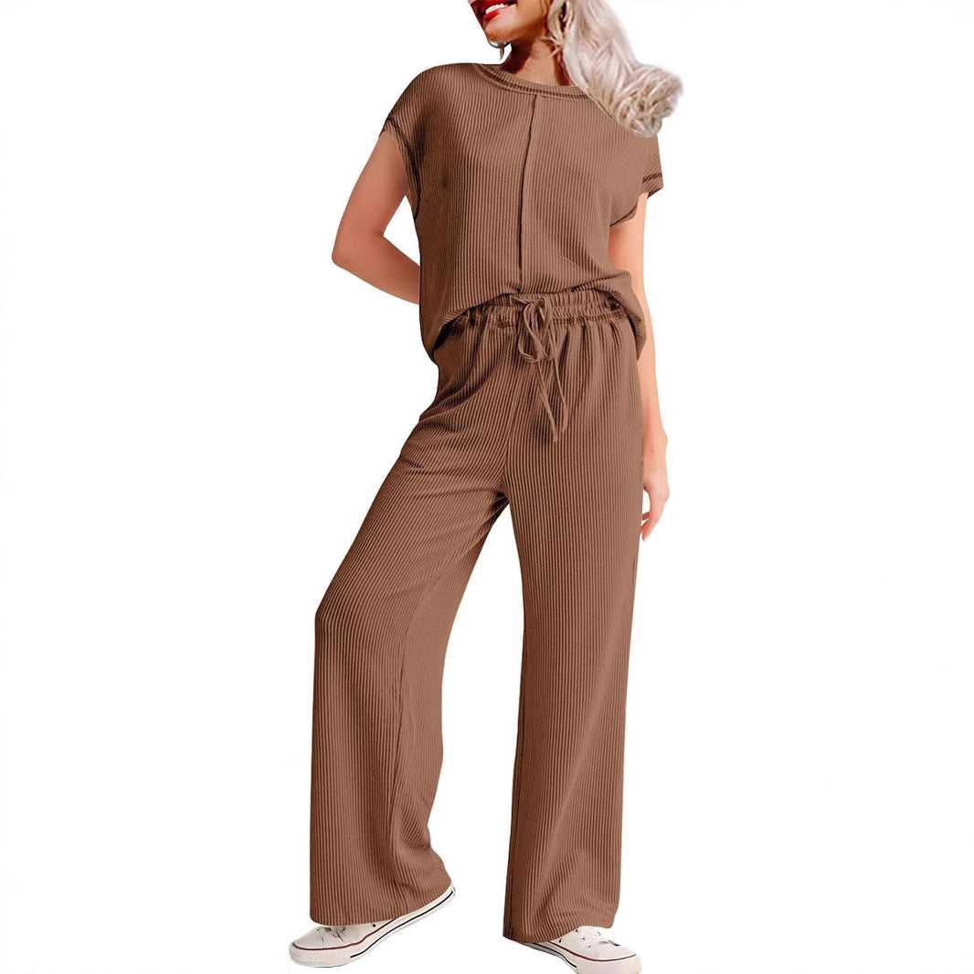 Frauen Relaxed Fit Rippstrick Lounge Set WW