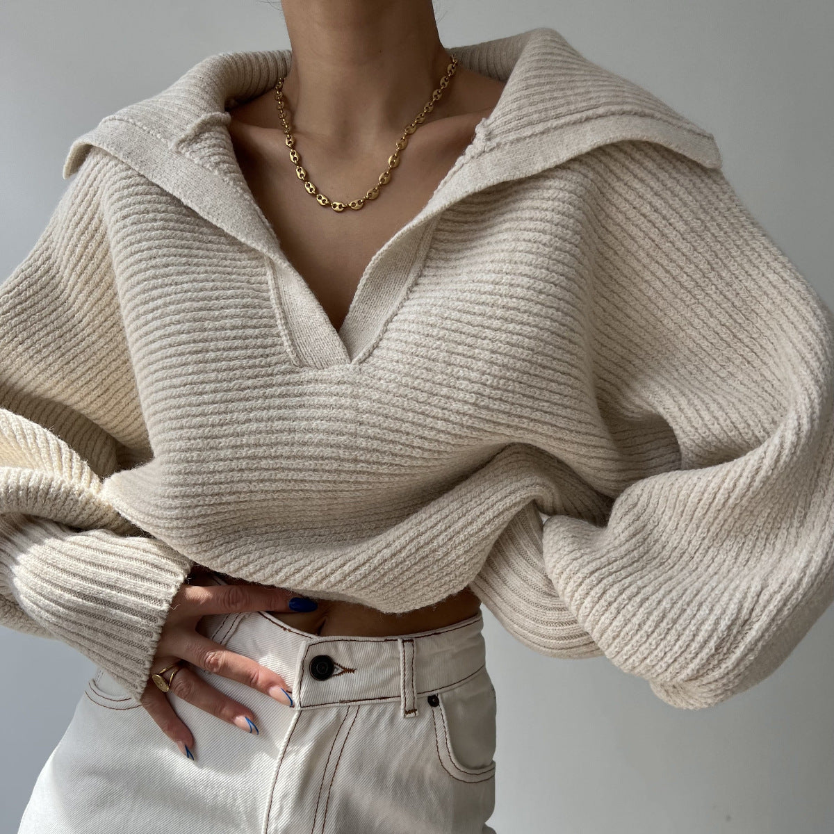 Damen Modischer Strickpullover mit oversized Schnitt WW