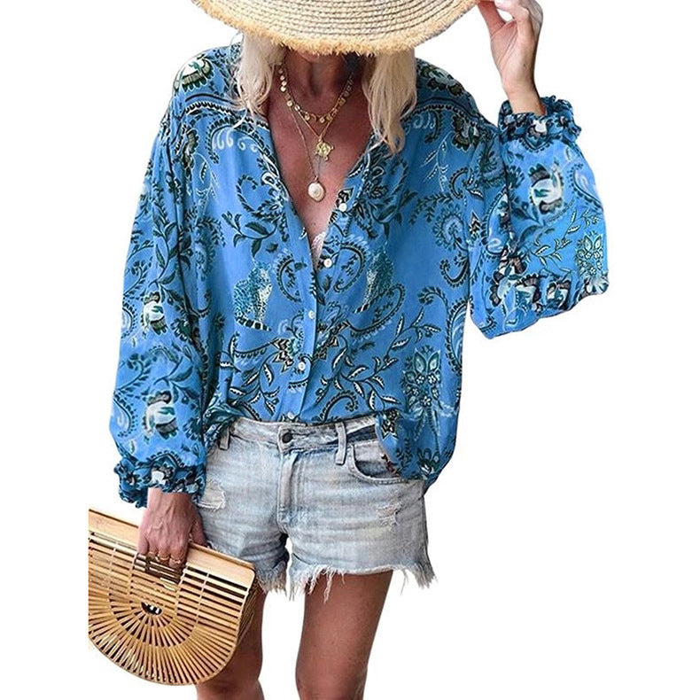 Damen Bluse mit kreativem Paisleymuster und lässigem Schnitt WW