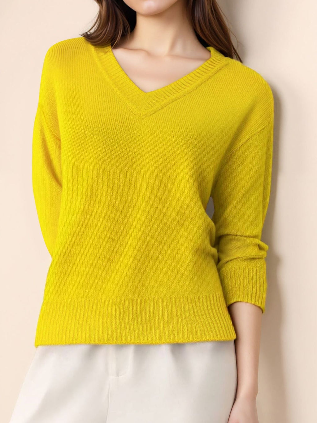 Damen Pullover mit V-Ausschnitt und strukturierter Optik WW