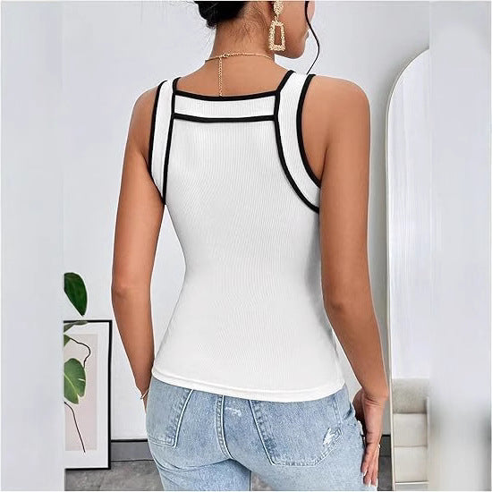 Damen sportliches Body mit kontrastierenden Trägern WW